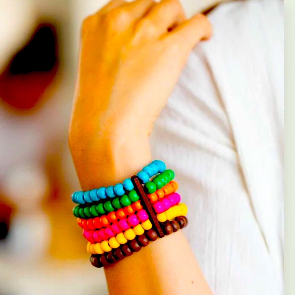 🧜🏻♀️🟠🧜🏼♂️ “DIVING IN MALDIVES” MULTI BRACELET ~ PAPARAZZI❗️🧜🏼♂️ REAL WOOD❗️ - Picture 2 of 5